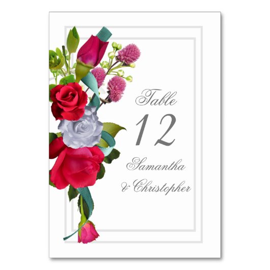 Numéro De Table Floral rose rouge (Par défaut)
