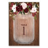 Numéro De Table Floral Rustique Bois Bourgogne Mason Jar Mariage (Par défaut)