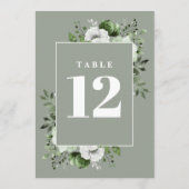 Numéro de table floral rustique vert sauge (Dos)