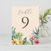 Numéro de table floral tropical de pêche (Debout devant)