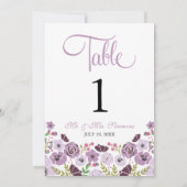 Numéro de table floral | Violet (Dos)
