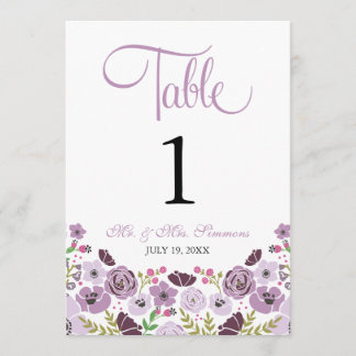 Numéro de table floral | Violet