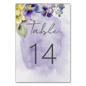 Numéro De Table Floral violet et jaune Mariage moderne (Dos)