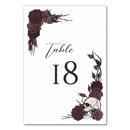 Numéro De Table Floral White Gothic Wedding Table Number Card (Par défaut)