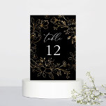 Numéro de table florale dorée - Noir<br><div class="desc">Habillez vos tables de mariage ou de fête avec votre carte de numéro de table noire florale dorée. Idéal pour les mariages de Black & Gold,  les mariages noirs,  les mariages d'or,  les mariages d'été,  les mariages de automne et les mariages d'hiver.</div>