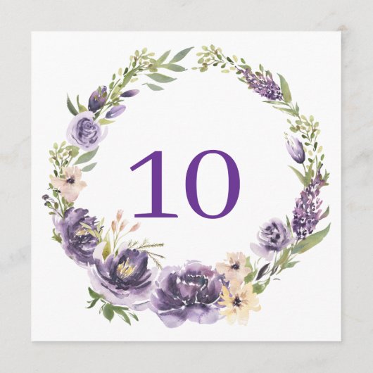 Numéro de table florale pourpre (Dos)