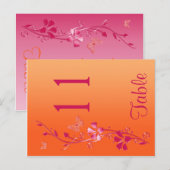 Numéro de table florale rose et orange à deux côté (Devant / Derrière)