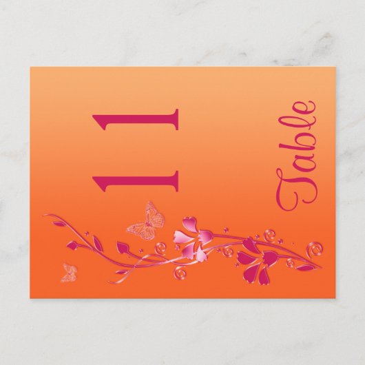 Numéro de table florale rose et orange à deux côté (Devant)