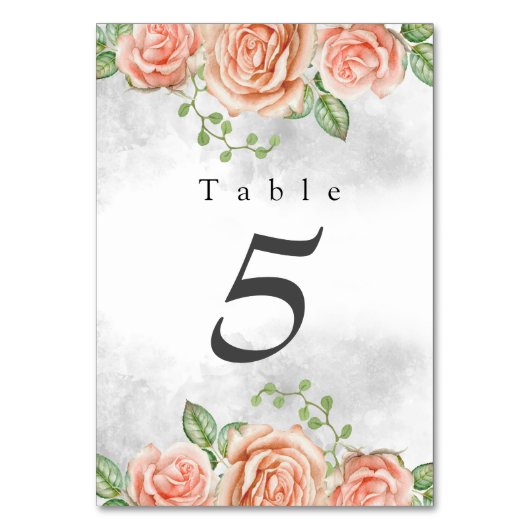 Numéro de table florale rose pâle (Par défaut)