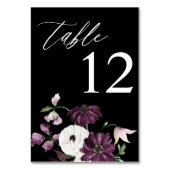 Numéro de table florale violet et blanc - Noir (Dos)