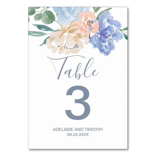 Numéro De Table Florales bleues poussières Numéro de tableau (Par défaut)