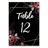 Numéro De Table Florales noires gothiques foncées Mariage géométri (Dos)