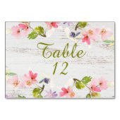 Numéro De Table Florales roses rustiques sur bois blanc Réservé (Dos)