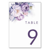 Numéro De Table Florales violettes magiques Mariage hivernal (Dos)