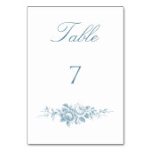 Numéro De Table Flore bleu et blanc classique (Dos)