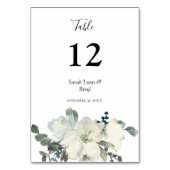 Numéro De Table Flore bleu et blanc poussiéreux - blanc V2 (Dos)