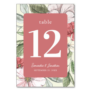 Numéro De Table Flore de la chute rose et de la neige