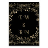 Numéro De Table Flore d'or raffinée sur noir (Dos)