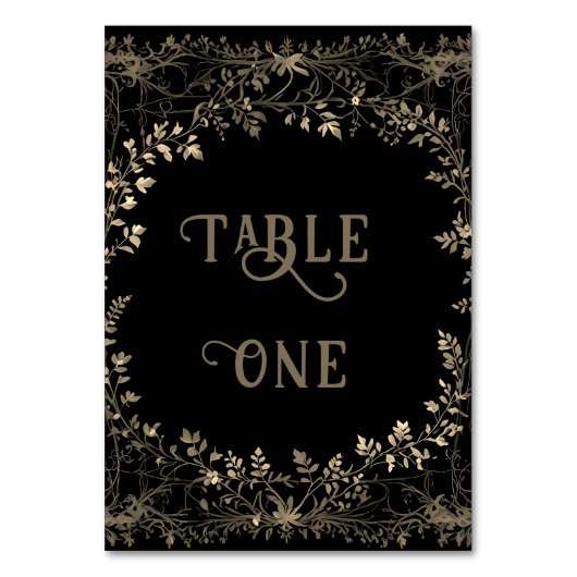 Numéro De Table Flore d'or raffinée sur noir (Par défaut)