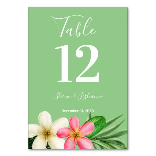 Numéro De Table Flore tropicale hawaïenne verte (Par défaut)