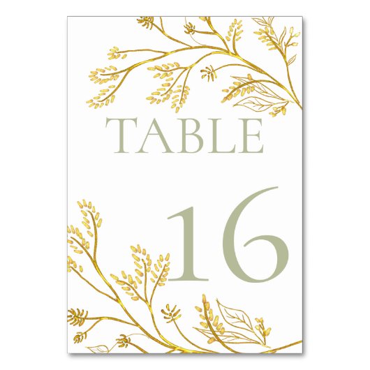 Numéro De Table Foliage d'or (Dos)