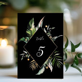 Numéro De Table Foliage tropical sauvage Mariage noir