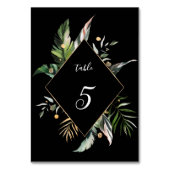 Numéro De Table Foliage tropical sauvage Mariage noir (Dos)