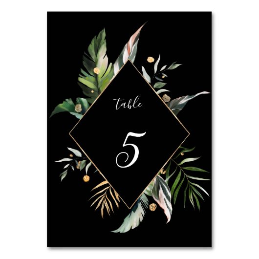 Numéro De Table Foliage tropical sauvage Mariage noir (Par défaut)