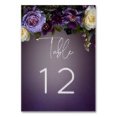Numéro De Table Foncé Moody Purple Lavender Floral Mariage moderne (Dos)