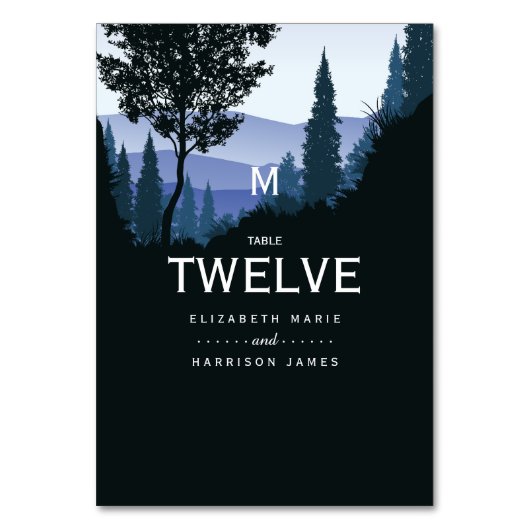 Numéro De Table Forêt de bois bleu, Mariage rustique (Par défaut)