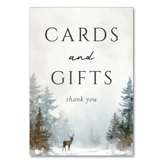 Numéro De Table Forêt de cerfs aquarelle blanche tranquille (Par défaut)