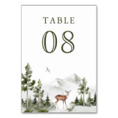 Numéro De Table Forêt de montagne aux cerfs aquarelle mariage (Dos)