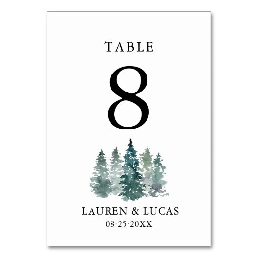 Numéro De Table Forêt de pins rustiques Mariage de bois (Dos)