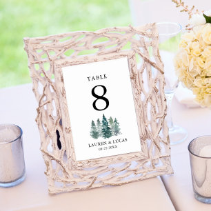 Numéro De Table Forêt de pins rustiques Mariage de bois