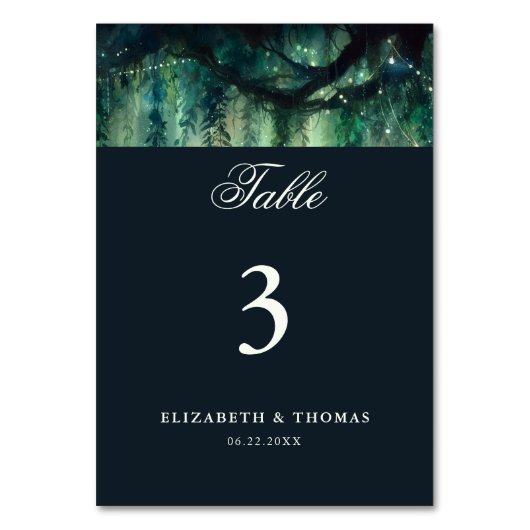 Numéro De Table Forêt enchantée Jardin magique Mariage élégant (Dos)