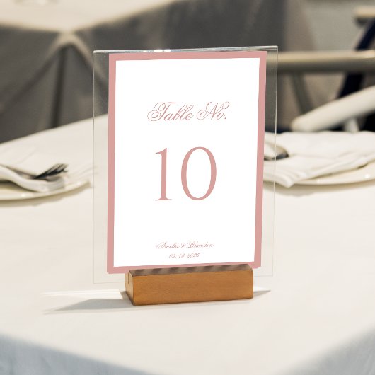 Numéro De Table Formal Classic Dusty Rose Border Script Wedding