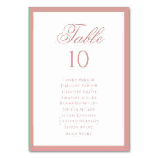 Numéro De Table Formal Classic Dusty Rose Wedding Seating Chart