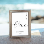 Numéro De Table Formal Minimalist Script Black & White Wedding