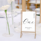 Numéro De Table Formal Minimalist Script Black & White Wedding