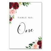 Numéro De Table Frame Floral Bourgogne (Dos)