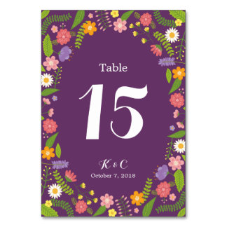 Numéro De Table Frame Florale en fleurs Mariage rustique du jardin