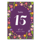 Numéro De Table Frame Florale en fleurs Mariage rustique du jardin (Dos)