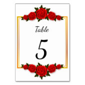 Numéro De Table Frame Or Romantique Modifiable avec Roses (Par défaut)