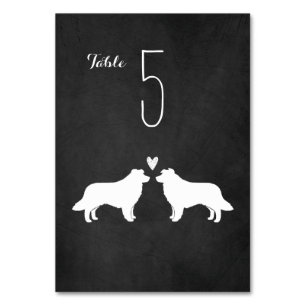 Numéro De Table Frontière Collie Dog Silhouettes Mariage Réception