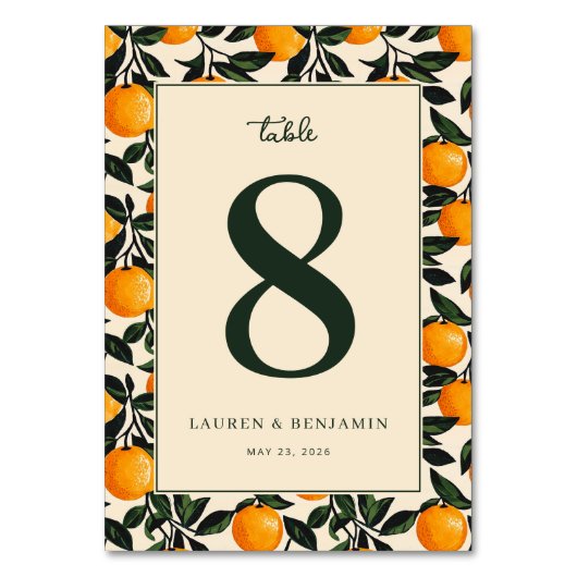 Numéro De Table Fruit de Citrus Orange Joyeux (Par défaut)