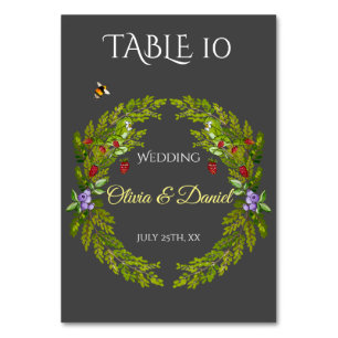 Numéro De Table Fruits de forêt d'aquarelle mariage