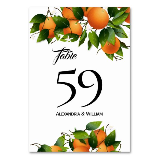 Numéro De Table Fruits d'Oranges modernes | MARIAGE (Par défaut)