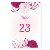 Numéro De Table fuchsia et fleurs blanches botaniques (Dos)