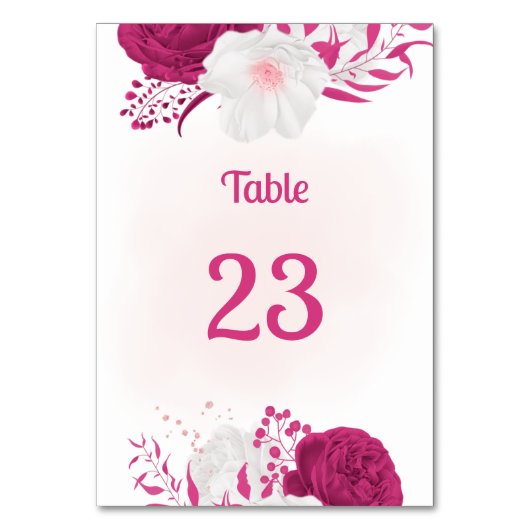 Numéro De Table fuchsia et fleurs blanches botaniques (Par défaut)