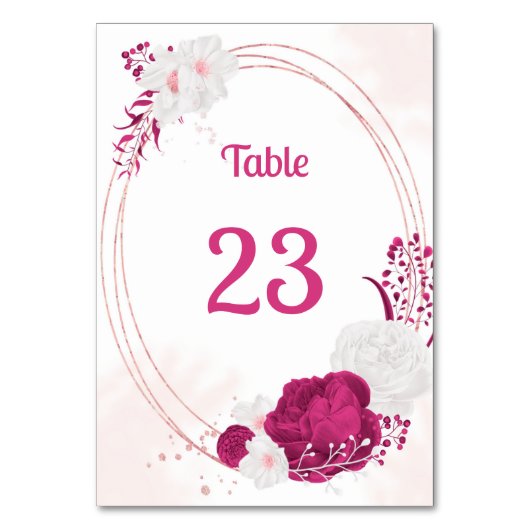 Numéro De Table fuchsia et fleurs blanches table de couronne botan (Dos)